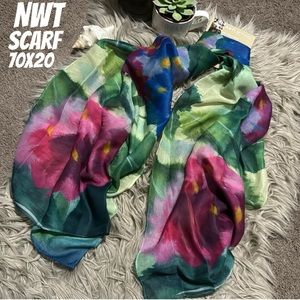 Gorgeous NWT Scarf-Demdaco”ArtLifting”Water Color Vibes Print-Blues/Purple/Green